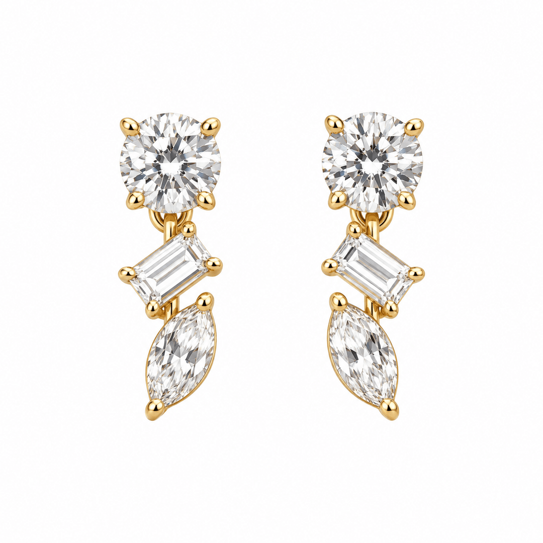 Multi-Shape Diamond Dangle Earrings - Acadian Estates & CustomEarrings