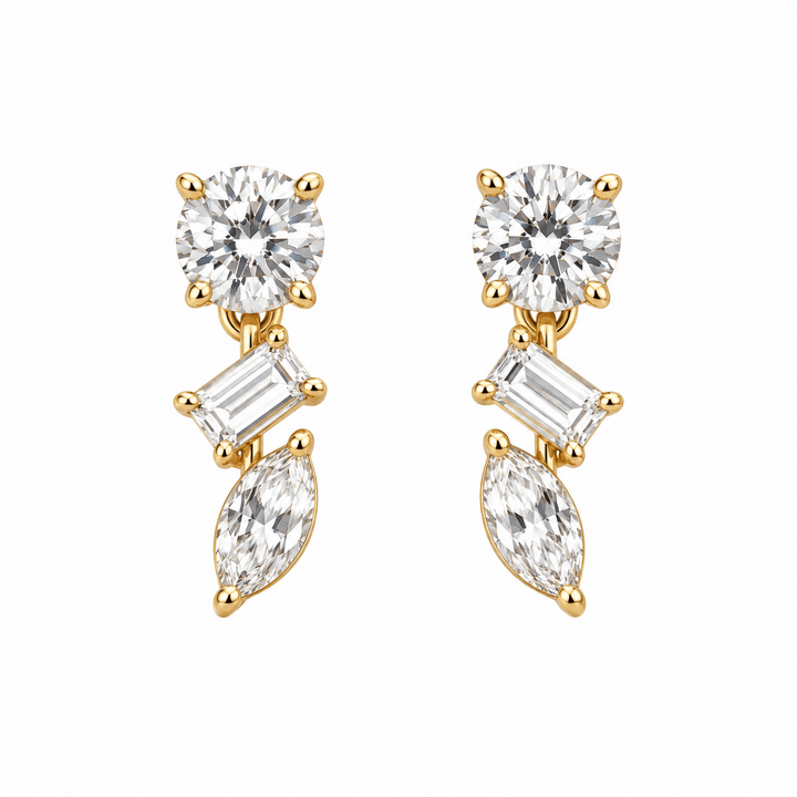 Multi-Shape Diamond Dangle Earrings - Acadian Estates &amp; CustomEarrings