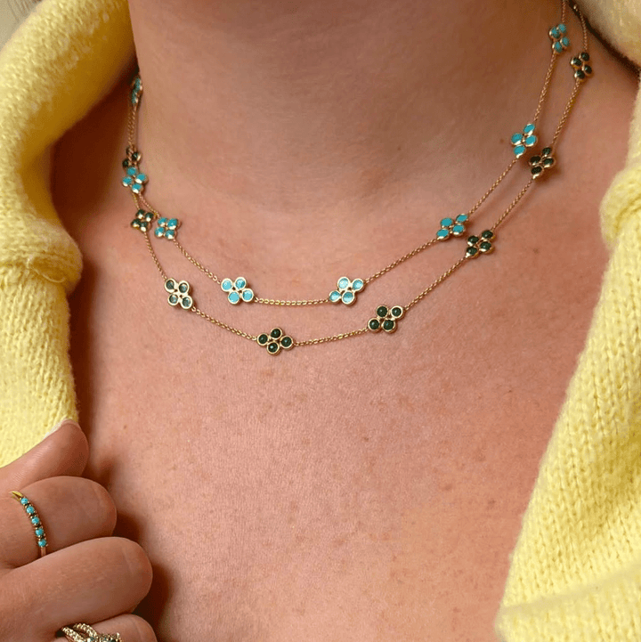 Necklace with Emerald Cabochon Clovers - Acadian Estates &amp; Customnecklace