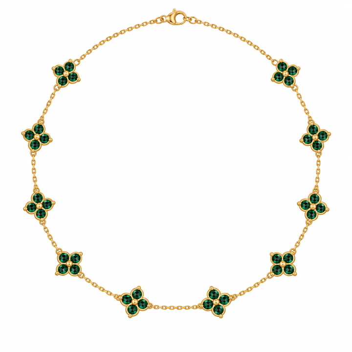 Necklace with Emerald Cabochon Clovers - Acadian Estates &amp; Customnecklace