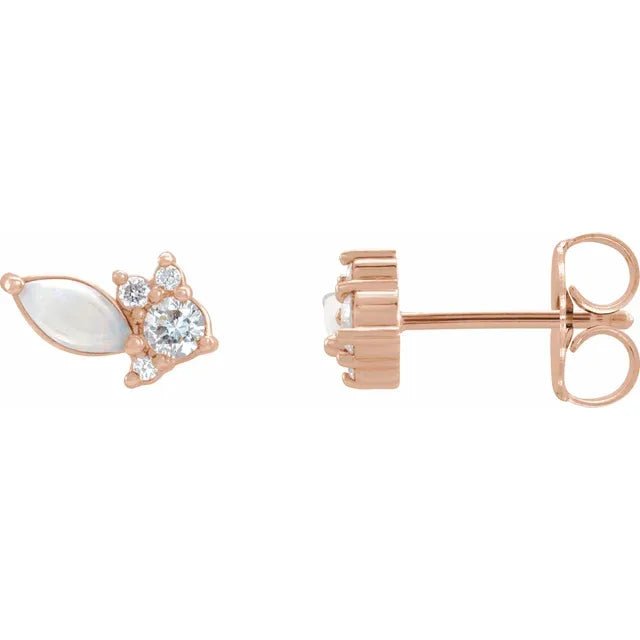 Opal and Diamond Cluster Earrings - Acadian Estates &amp; CustomEarrings