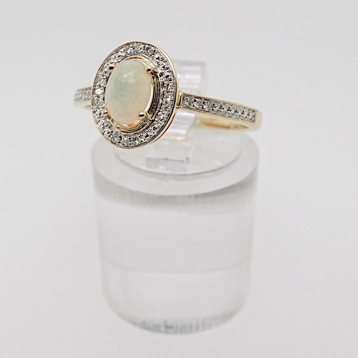 Opal Ring with Diamond Halo - Acadian Estates &amp; CustomRing