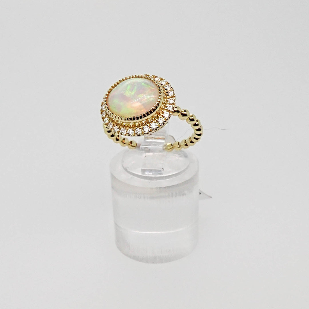 Opal Ring with Diamond Halo - Acadian Estates &amp; CustomRing