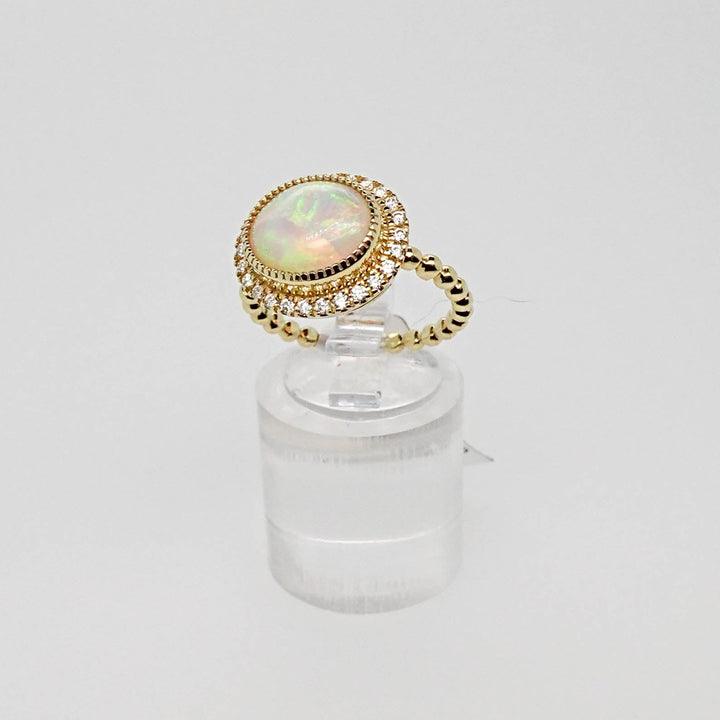 Opal Ring with Diamond Halo - Acadian Estates &amp; CustomRing