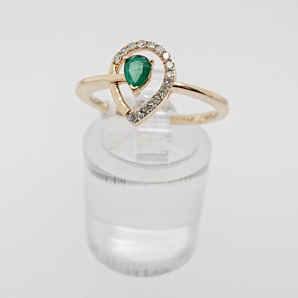 Open Diamond and Emerald Pear Ring - Acadian Estates & CustomRing