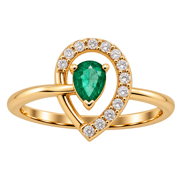 Open Diamond and Emerald Pear Ring - Acadian Estates &amp; CustomRing