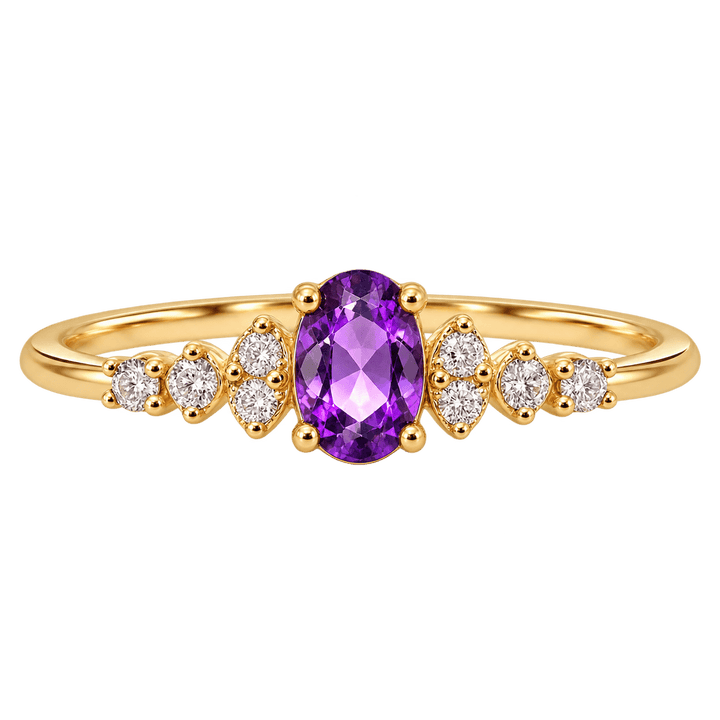 Oval Amethyst Ring with Diamond Accents - Acadian Estates &amp; CustomRing