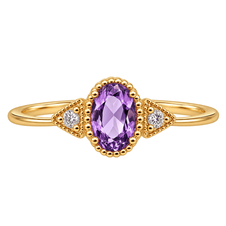 Oval Amethyst Ring with Diamond Accents - Acadian Estates &amp; CustomRing