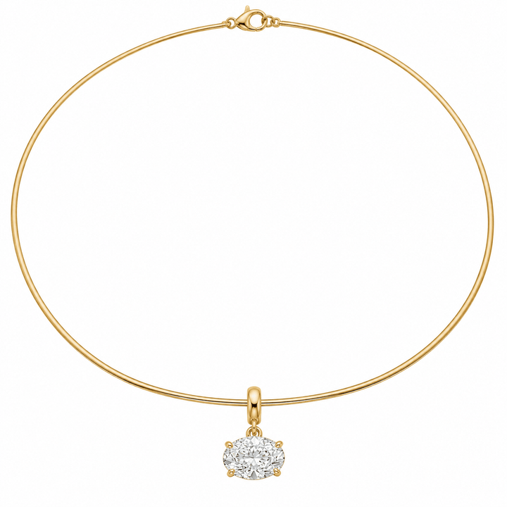 Oval Diamond Pendant on Wire Cuff - Acadian Estates &amp; Customnecklace