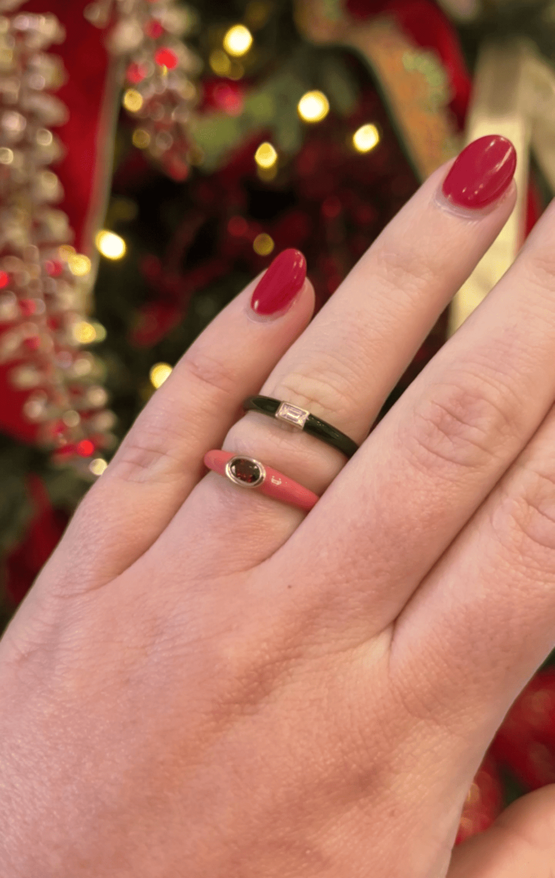 Oval Garnet and Pink Enamel Ring - Acadian Estates &amp; CustomRing
