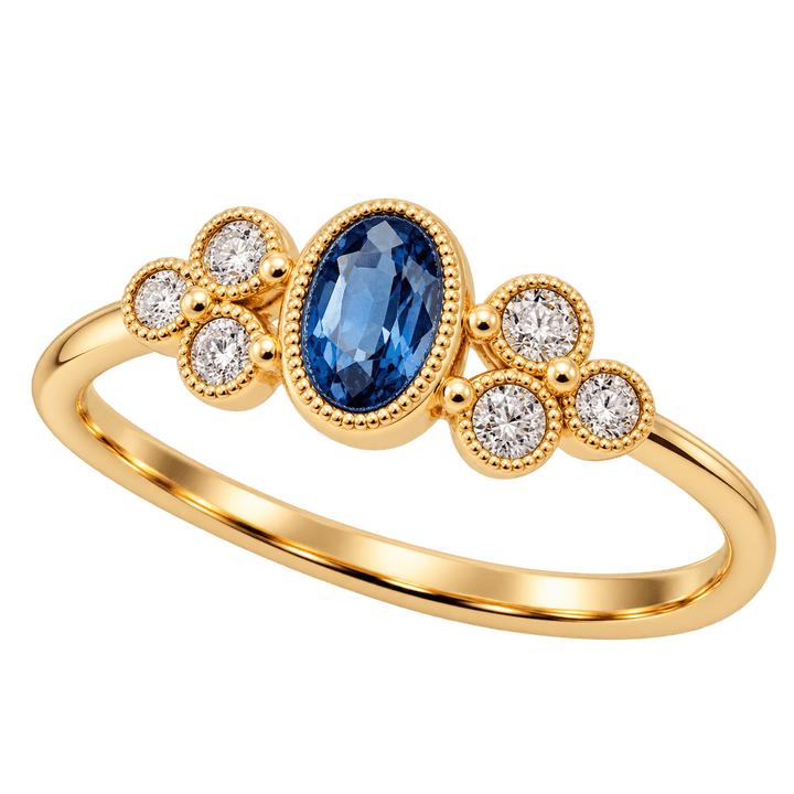 Oval London Blue Topaz Ring with Diamond Accents - Acadian Estates &amp; CustomRing