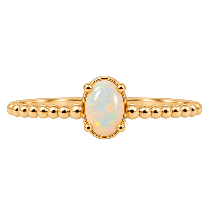 Oval Opal Beaded Detail Ring - Acadian Estates &amp; CustomRing