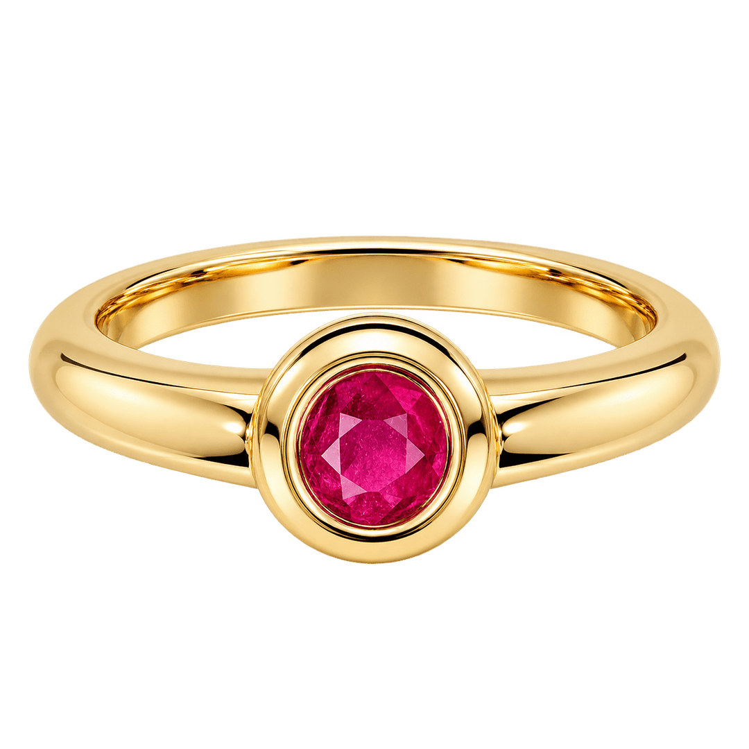 Oval Ruby Bezel Set Solitaire Ring - Acadian Estates & CustomRing