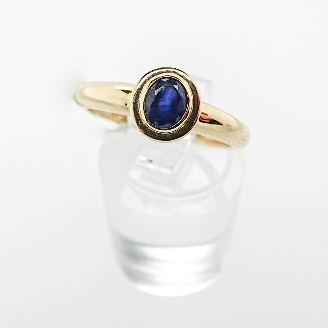 Oval Sapphire Bezel Set Solitaire Ring - Acadian Estates &amp; CustomRing