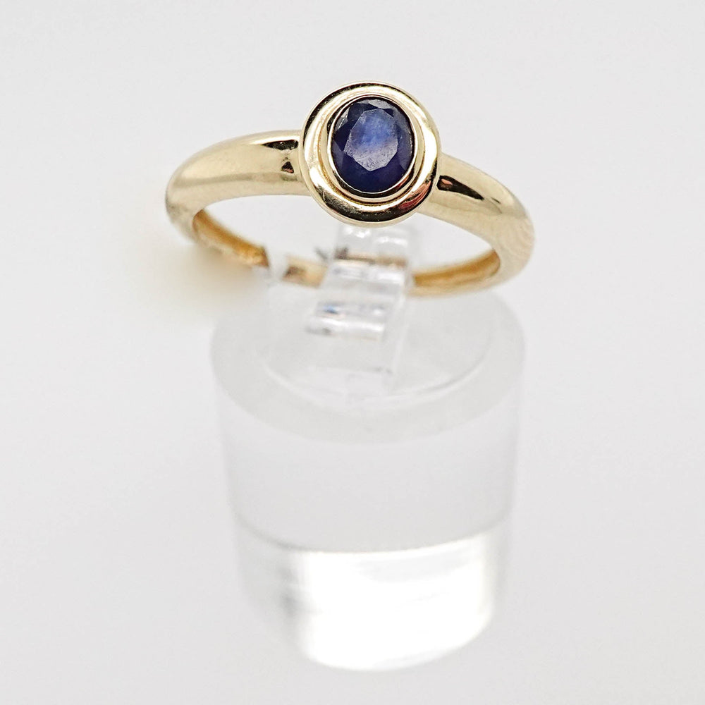 Oval Sapphire Bezel Set Solitaire Ring - Acadian Estates & CustomRing