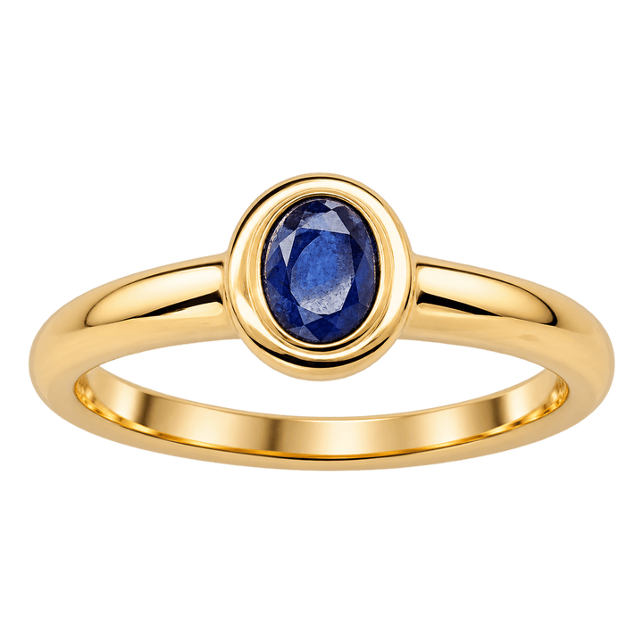 Oval Sapphire Bezel Set Solitaire Ring - Acadian Estates &amp; CustomRing