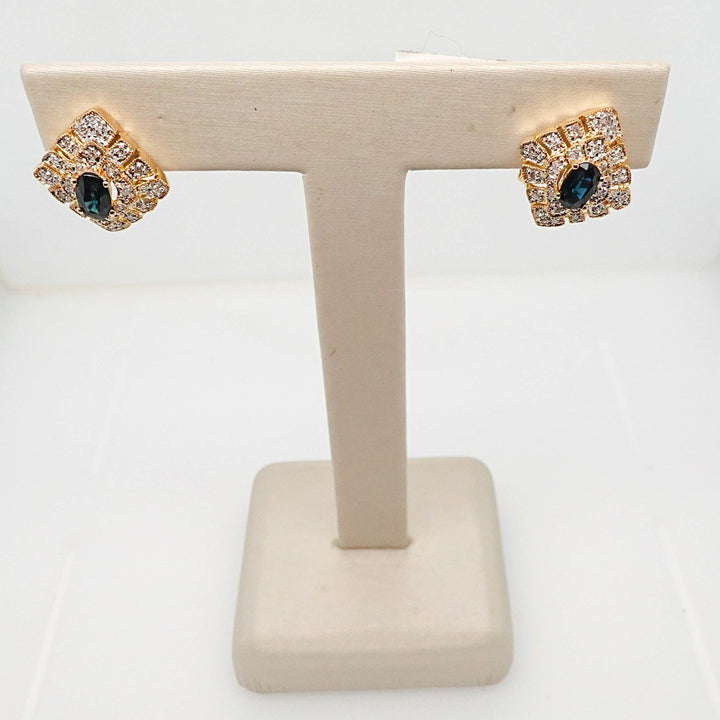 Pave Diamond and Sapphire Earrings - Acadian Estates &amp; CustomEarrings