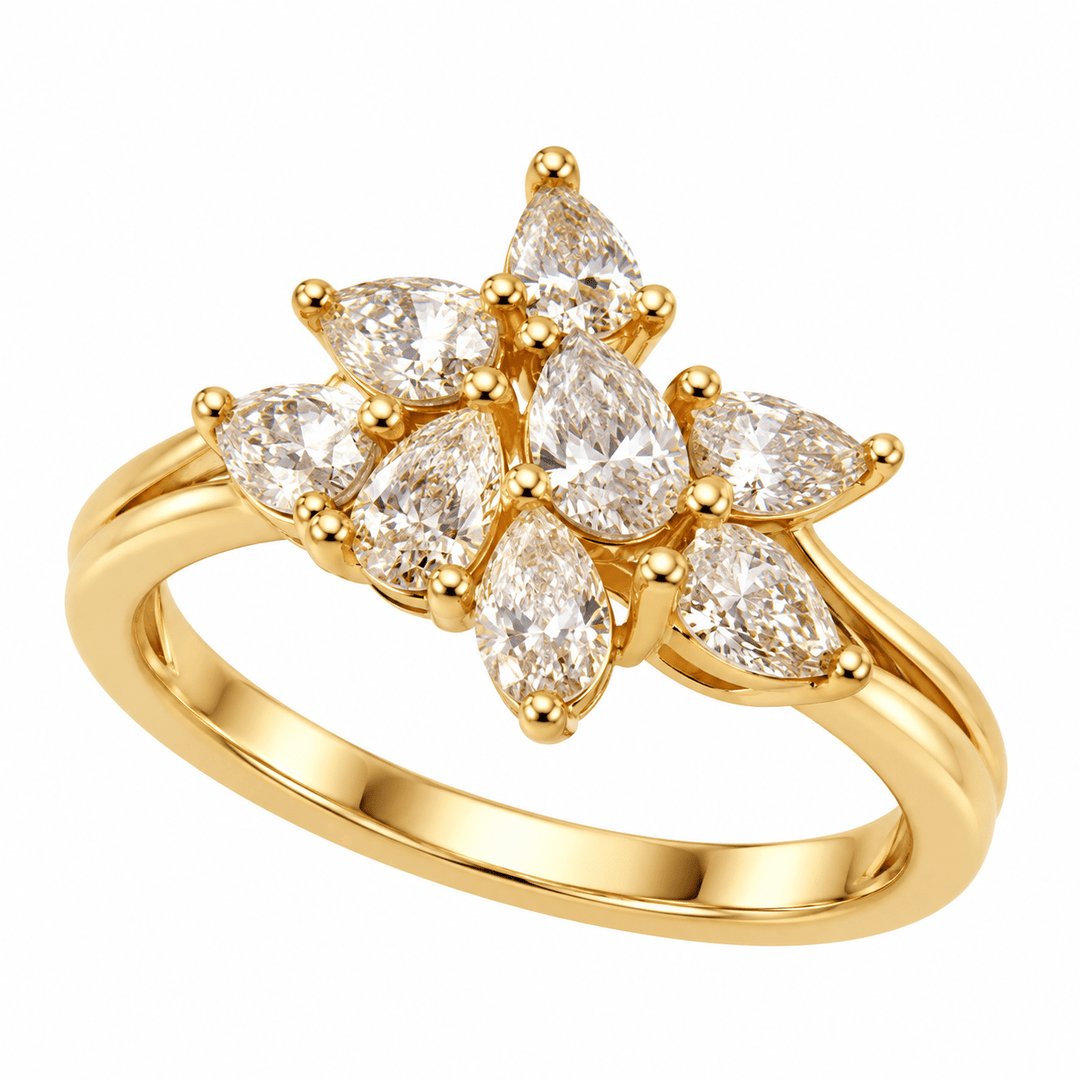 Pear and Marquise Diamond Cluster Ring - Acadian Estates & CustomRing