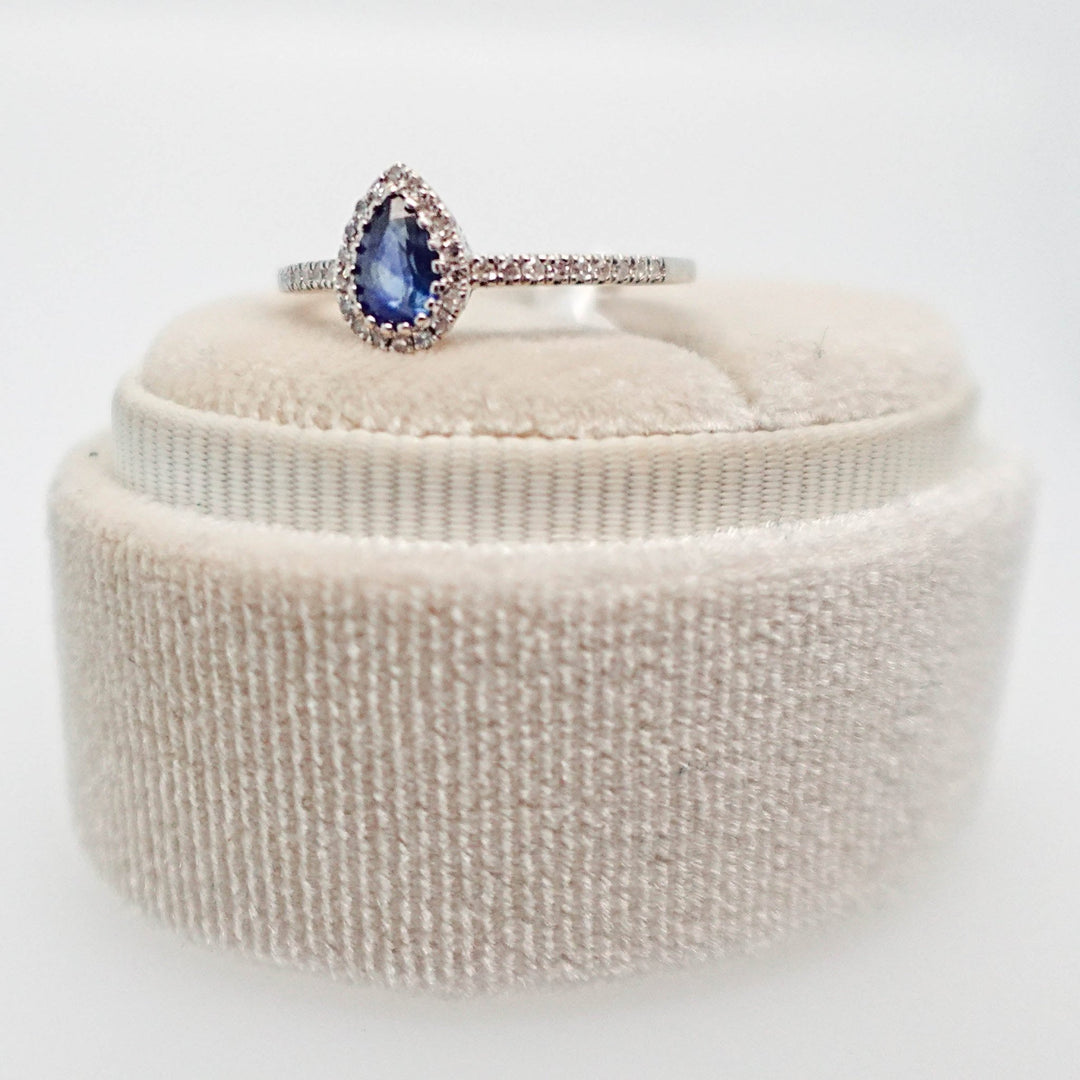 Pear Sapphire Halo Diamond Ring - Acadian Estates &amp; CustomRing