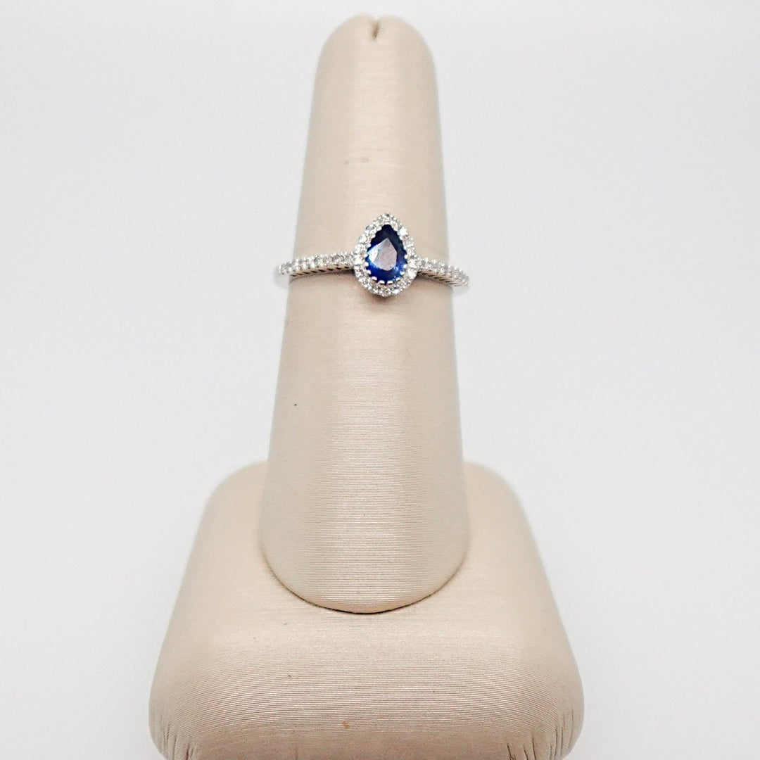 Pear Sapphire Halo Diamond Ring - Acadian Estates &amp; CustomRing