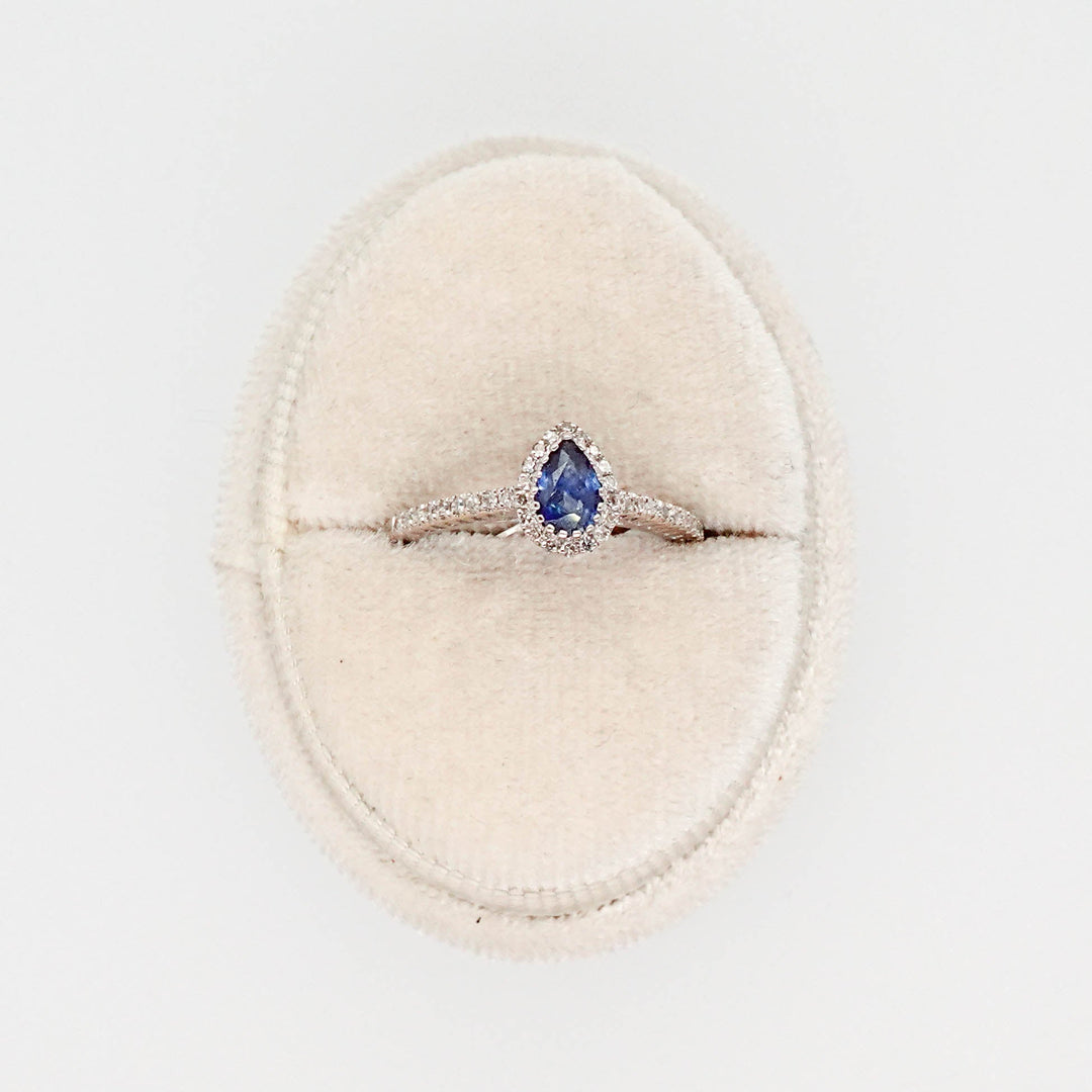Pear Sapphire Halo Diamond Ring - Acadian Estates &amp; CustomRing