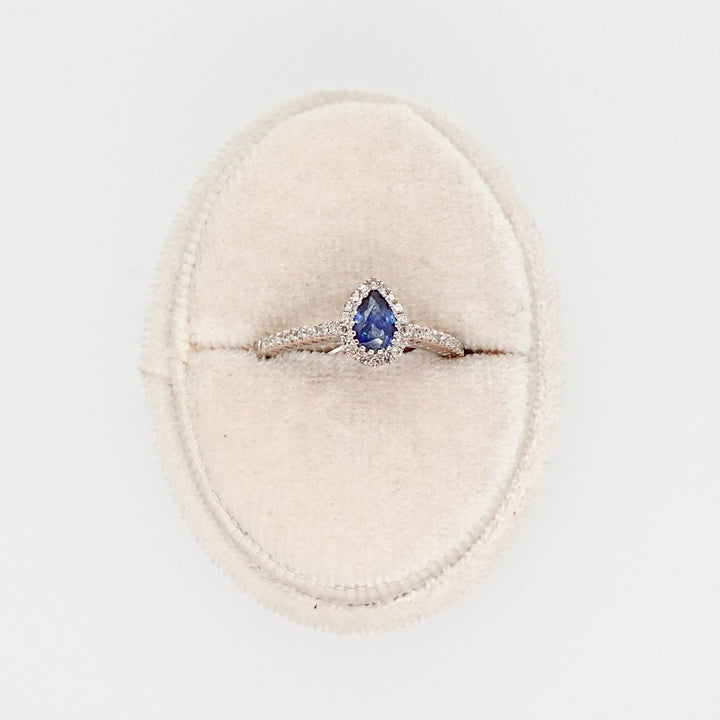 Pear Sapphire Halo Diamond Ring - Acadian Estates &amp; CustomRing