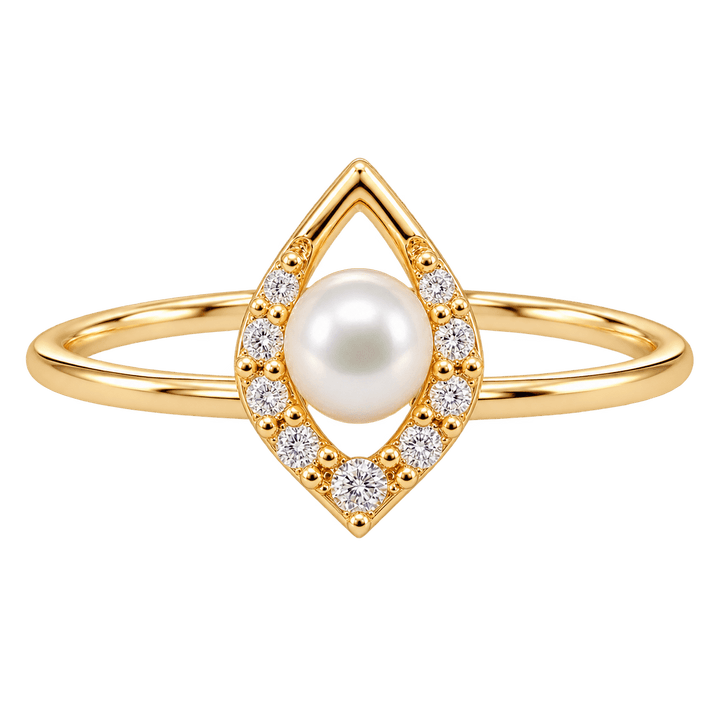 Pearl and Diamond Halo Ring - Acadian Estates &amp; CustomRing
