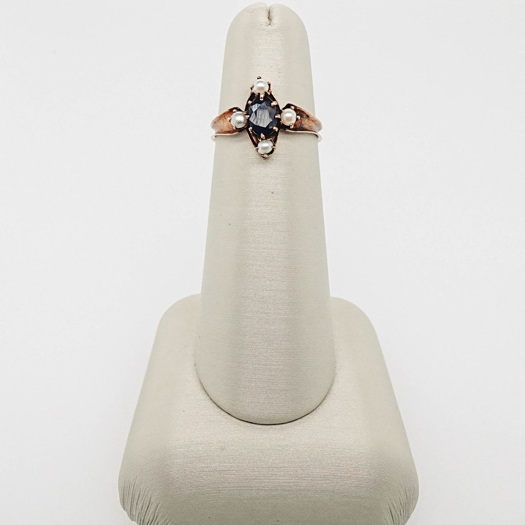 Pearl and Sapphire Ring - Acadian Estates &amp; CustomRing