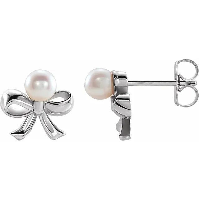 Pearl Bow Earrings - Acadian Estates & Custom