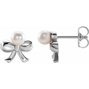 Pearl Bow Earrings - Acadian Estates & Custom