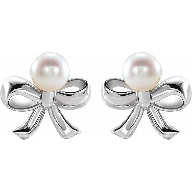 Pearl Bow Earrings - Acadian Estates & Custom