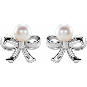 Pearl Bow Earrings - Acadian Estates & Custom