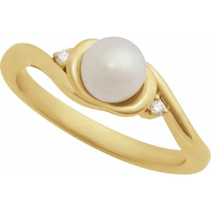 Pearl & Diamond Ring - Acadian Estates & Custom