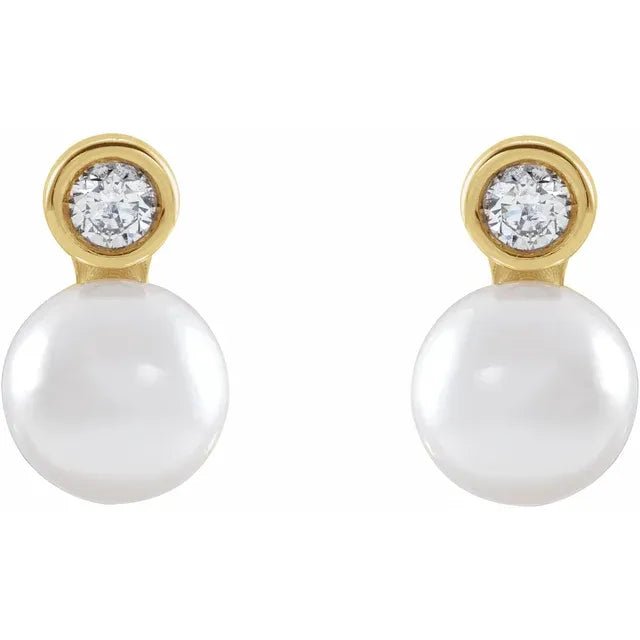 Pearl &amp; Diamond Studs - Acadian Estates &amp; Custom