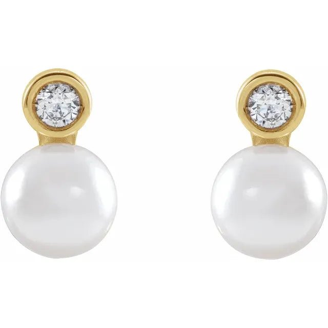 Pearl & Diamond Studs - Acadian Estates & Custom