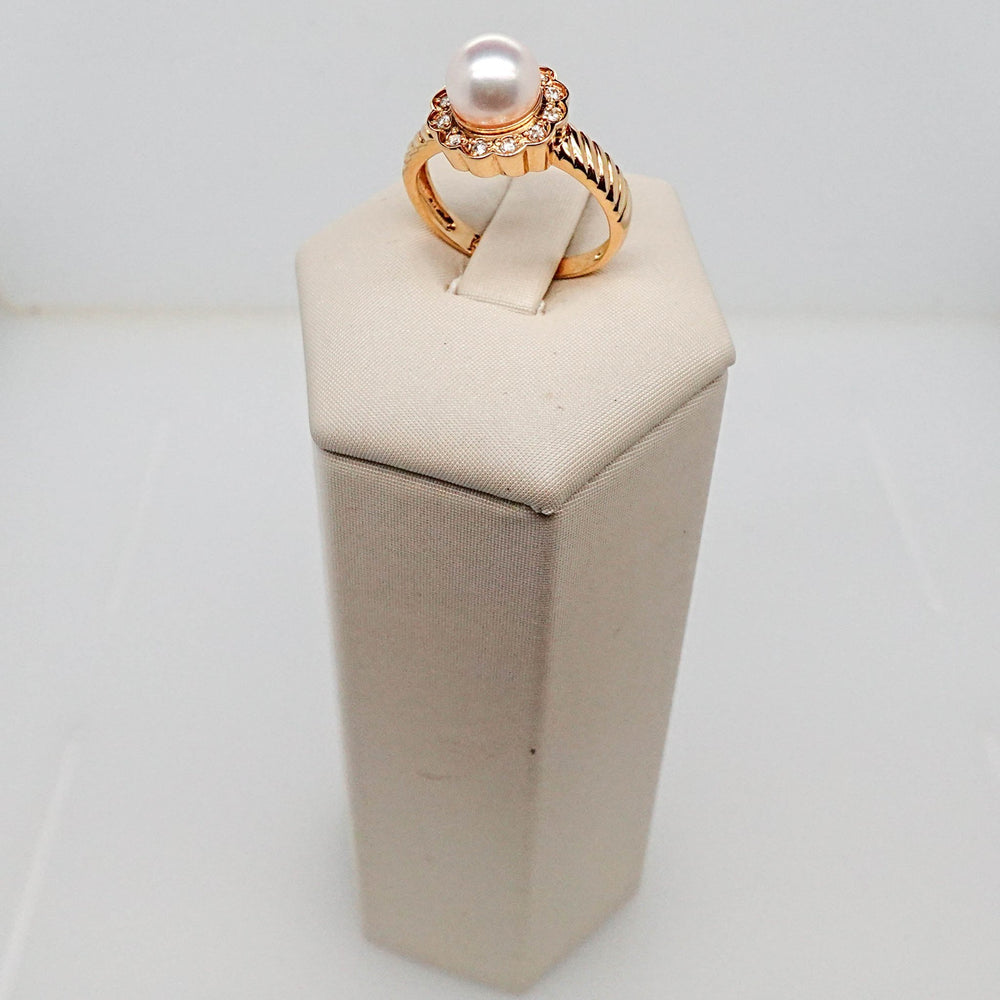 Pearl Ring with Diamond Halo - Acadian Estates & CustomRing