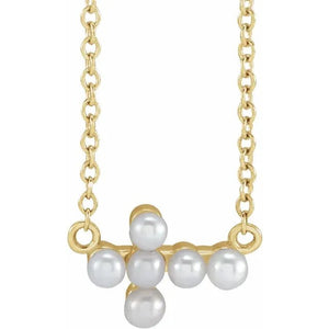 Pearl Sideways Cross Necklace - Acadian Estates & Customnecklace