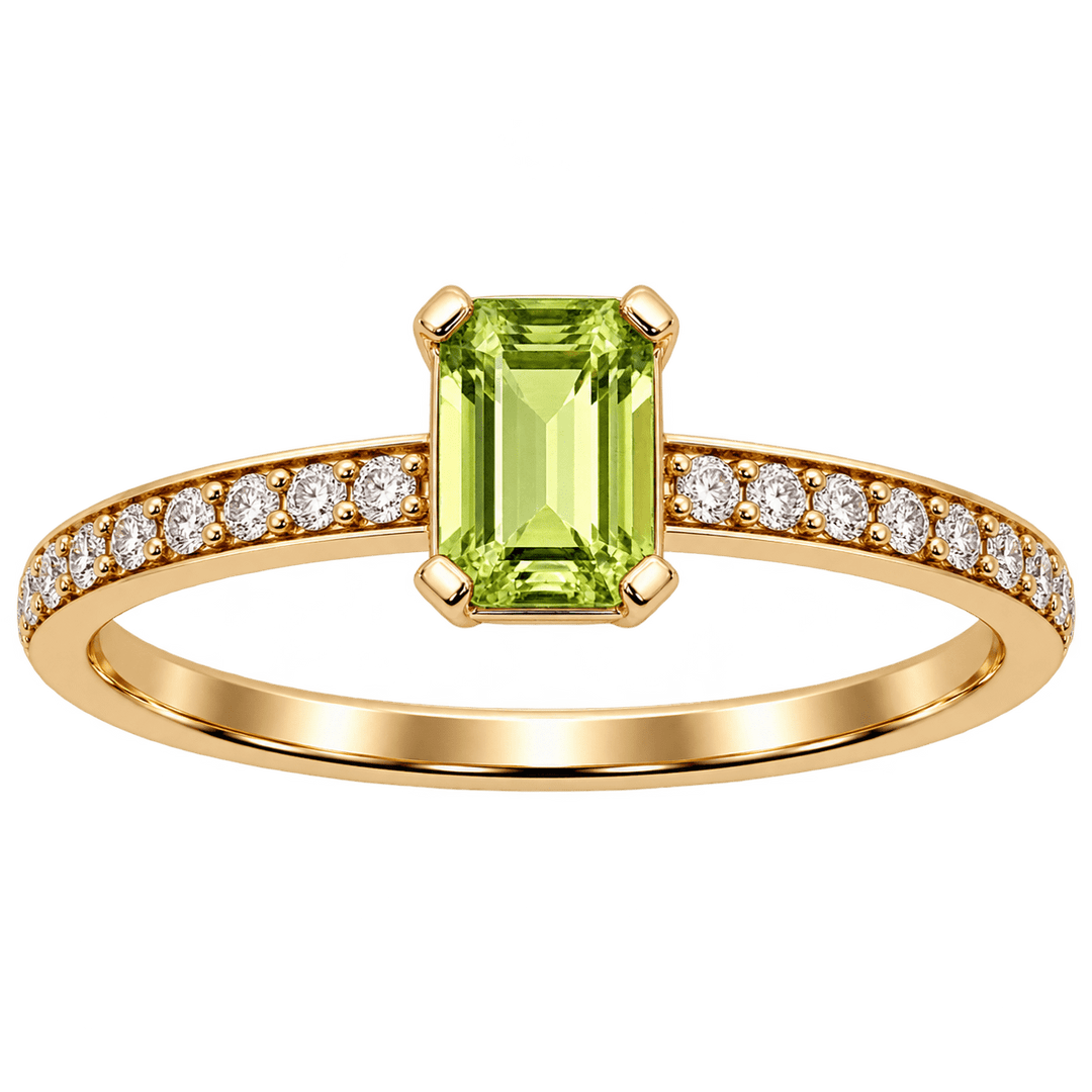 Peridot Ring with Diamond Band - Acadian Estates &amp; CustomRing