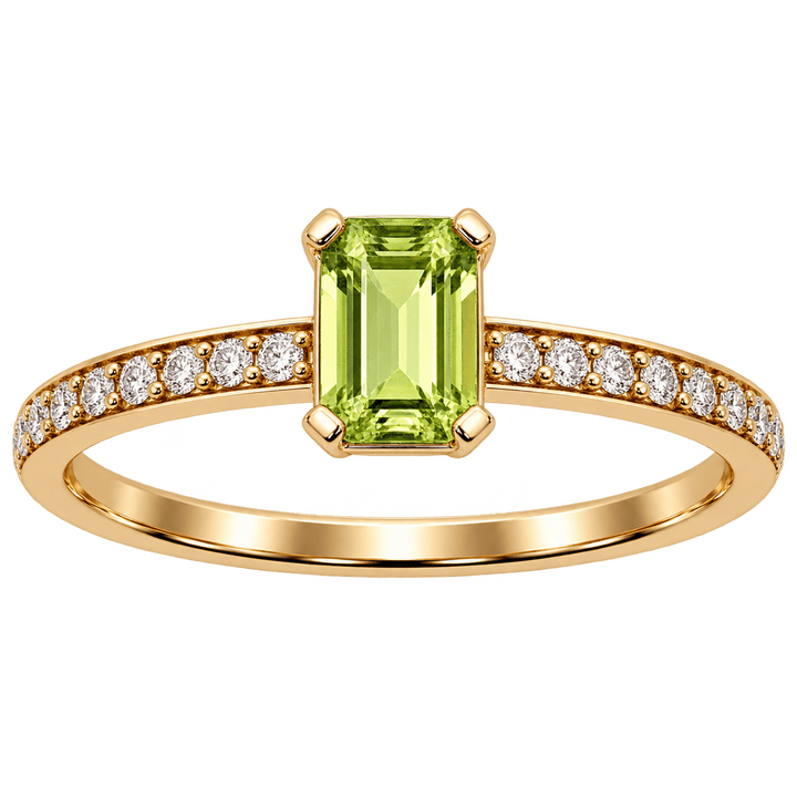 Peridot Ring with Diamond Band - Acadian Estates &amp; CustomRing