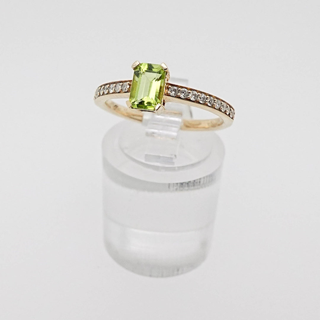 Peridot Ring with Diamond Band - Acadian Estates &amp; CustomRing