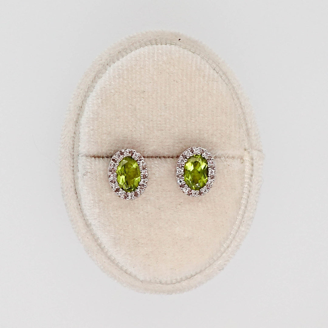Peridot with Diamond Halo Studs - Acadian Estates &amp; CustomEarrings