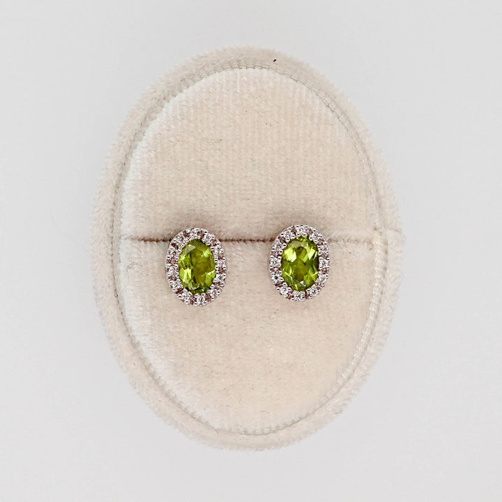 Peridot with Diamond Halo Studs - Acadian Estates &amp; CustomEarrings