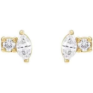 Petite Marquise & Round Studs - Acadian Estates & CustomEarrings