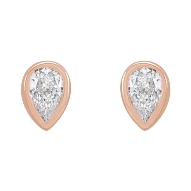 Petite Pear Diamond Studs - Acadian Estates & Custom