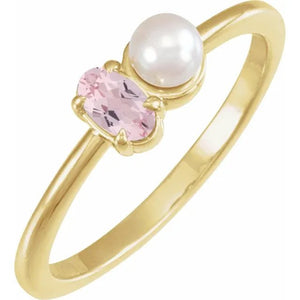 Pink Morganite & Pearl Ring - Acadian Estates & Custom