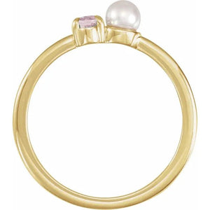 Pink Morganite & Pearl Ring - Acadian Estates & Custom