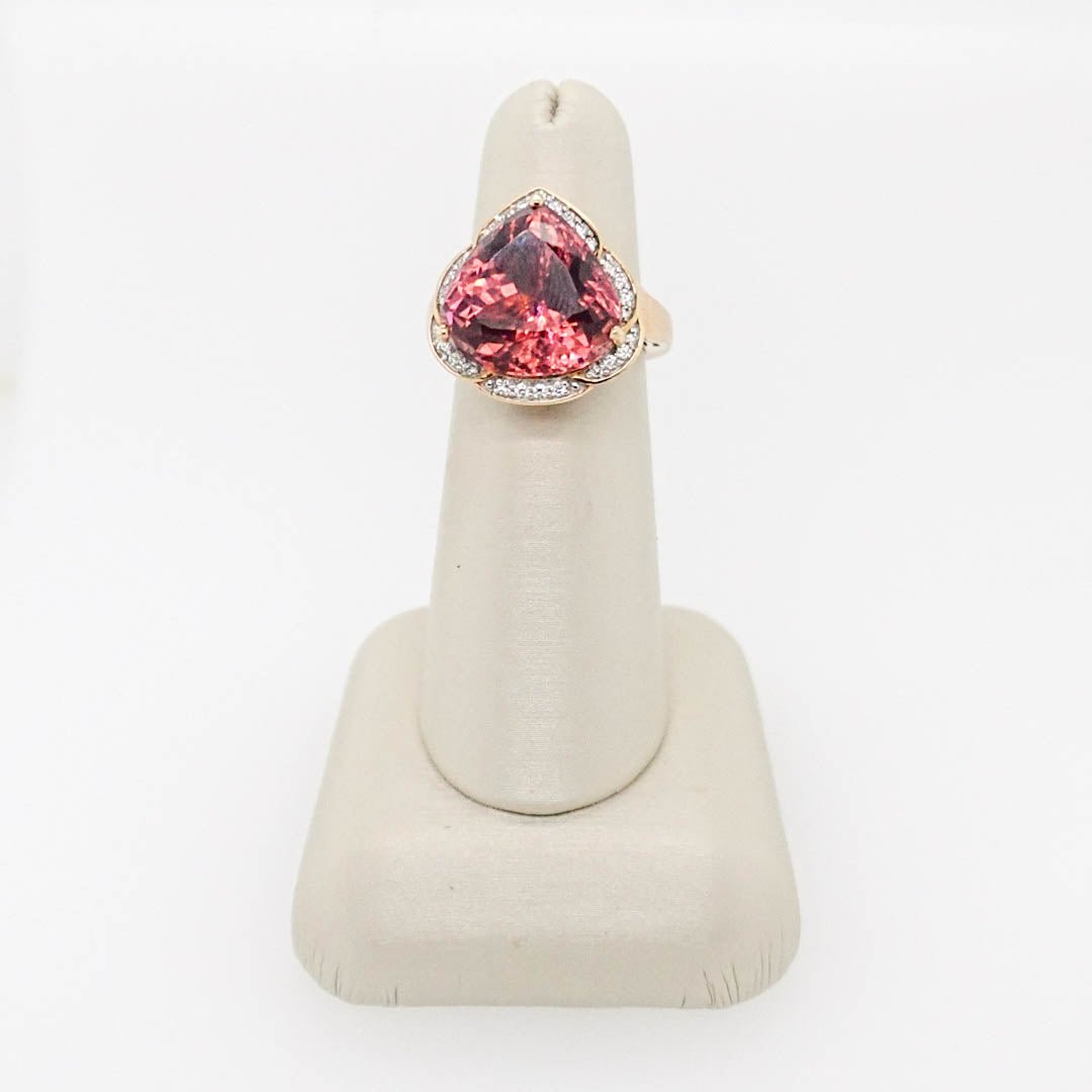Pink Tourmaline Dinner Ring with Diamond Halo - Acadian Estates &amp; CustomRing