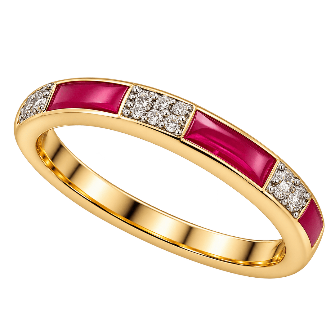 Red Enamel and Diamond Ring - Acadian Estates & CustomRing