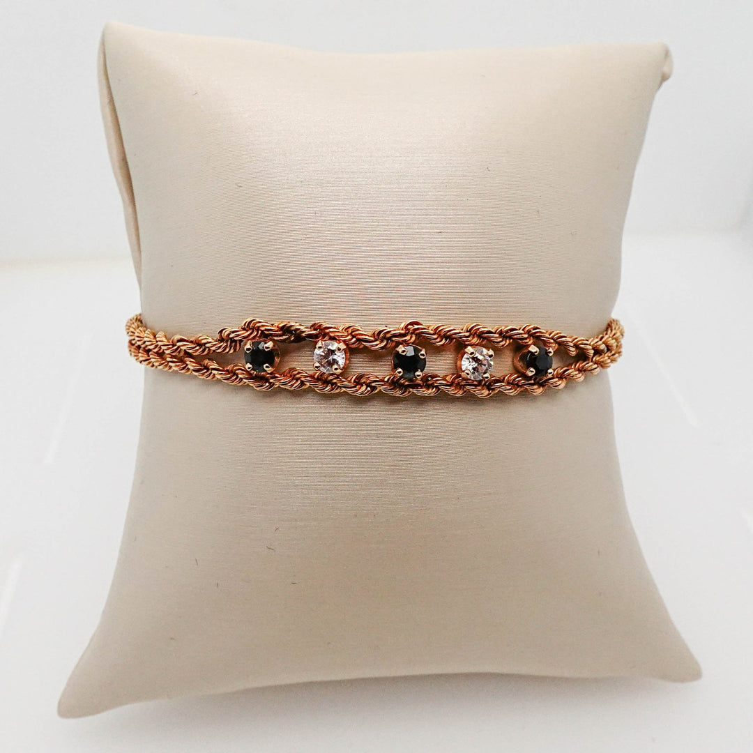 Rope Bracelet with Blue and White CZ - Acadian Estates & CustomBracelet