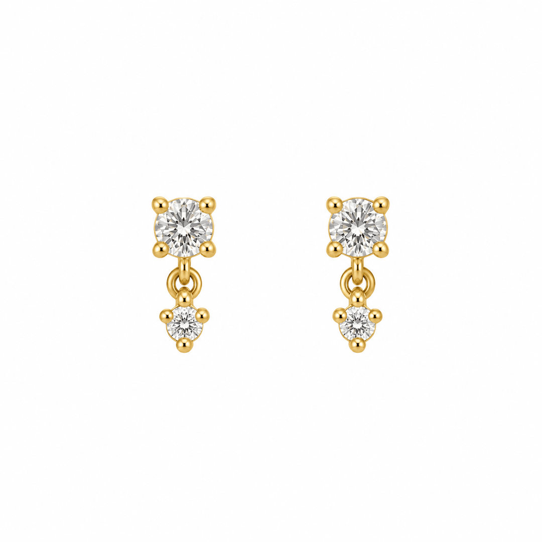Rose Cut Double White Sapphire Studs - Acadian Estates & CustomEarrings